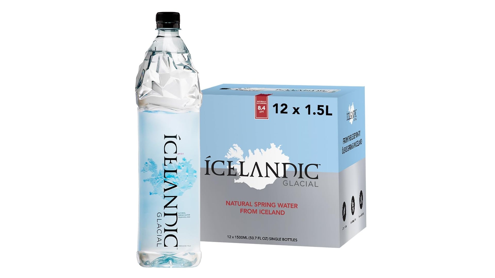 Icelandic Glacial Natural Spring Water – 1.5 Liter, 12 Pack