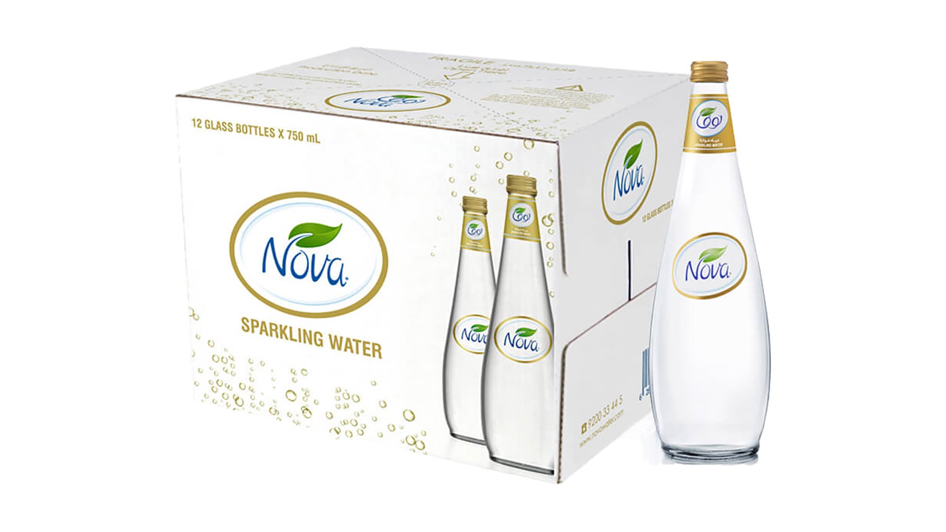 Nova Water, 750mL  Sparkling Glass Case, 12 Glasses